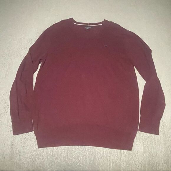 TOMMY Hilfiger 100% cotton v-neck sweater size XXL burgundy very good condition - Picture 2 of 8